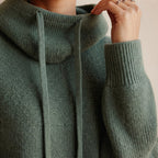 Sweter z kapturem damski, oversized, dzianinowy