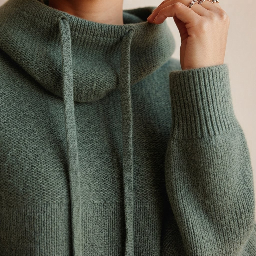 Sweter z kapturem damski, oversized, dzianinowy