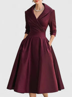 Serenita | Rochie Midi Dama Evazată cu Guler – Ținută Elegantă pentru Evenimente