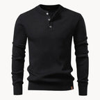 Kuba – Męski Casualowy Sweter z Okrągłym Dekoltem i Zapięciem na Guziki do Codziennego Użytku