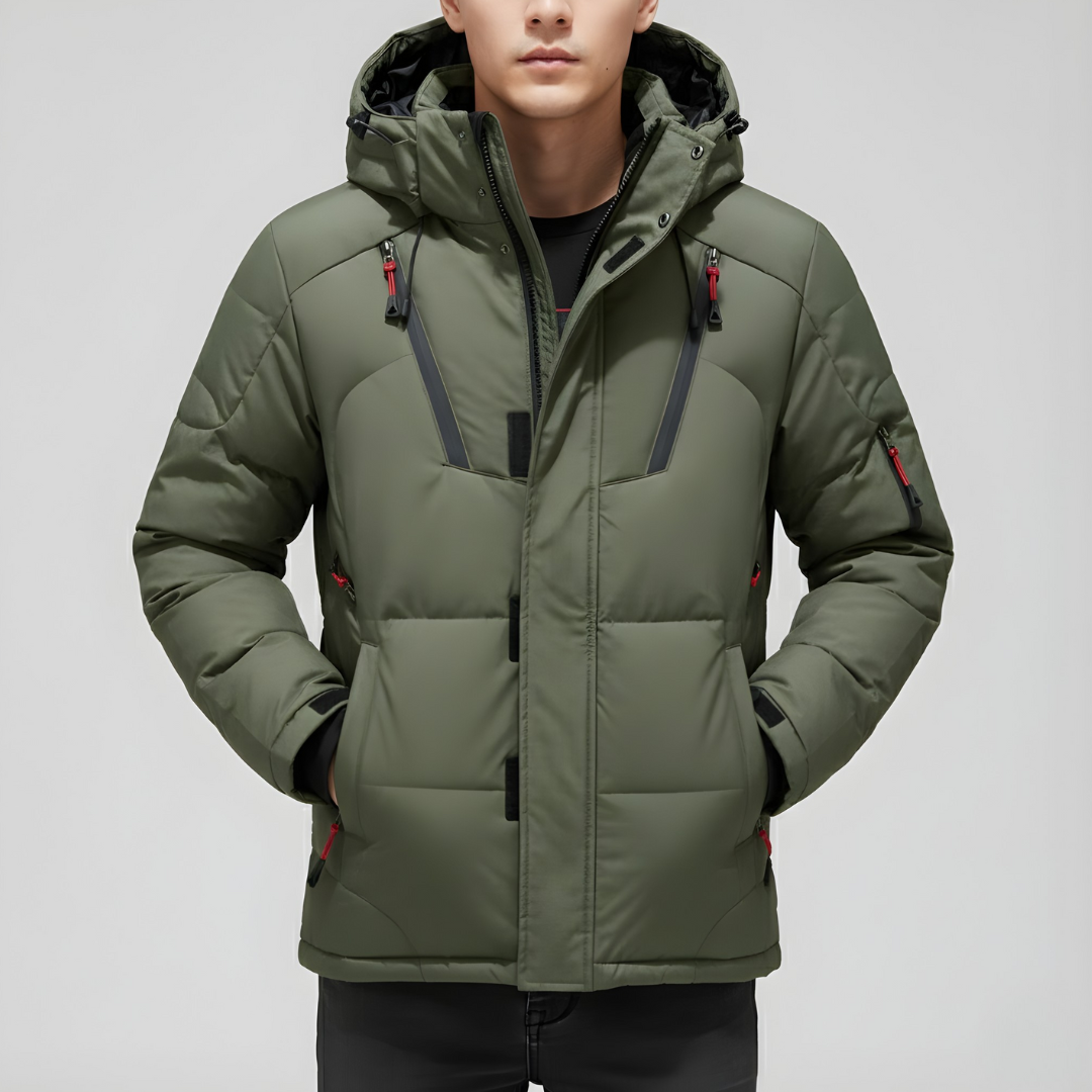 Męska wiatroodporna kurtka zimowa z kapturem