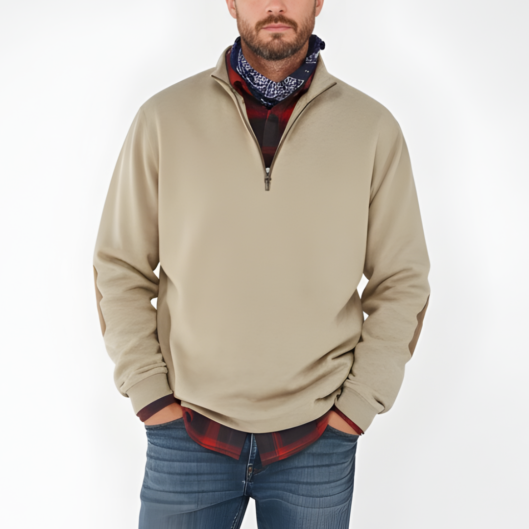 Męski Luksusowy Sweter z Półzamkiem – Luźny Krój