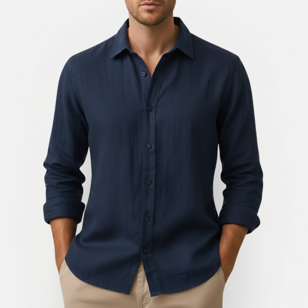 Men's Summer Linen Shirt with Classic Collar