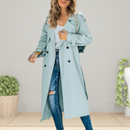 Alessia – Dámský elegantní klasický trenčkot s dlouhými rukávy