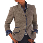 Zosia – Women's Casual Wool Coat with Long Sleeves, Buttons, and Pockets