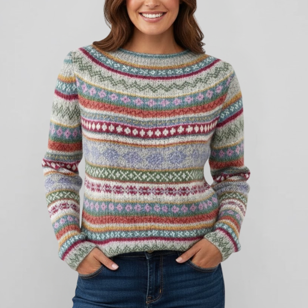 Damski Vintage Sweter Dzianinowy