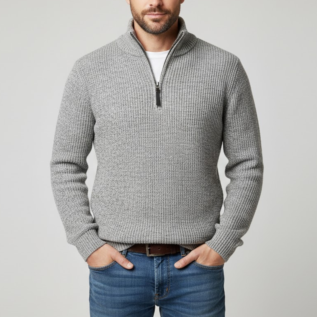 Męski Sweter Dzianinowy z Zamkiem