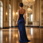 Long Spaghetti Strap Dress with Slit – Elegant for Evening and Formal Occasions