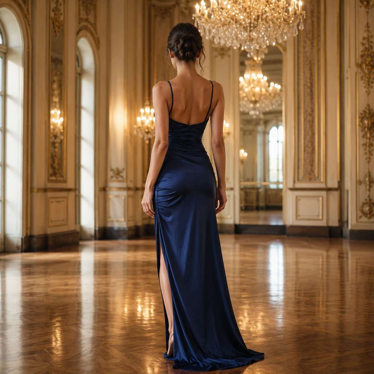 Long Spaghetti Strap Dress with Slit – Elegant for Evening and Formal Occasions