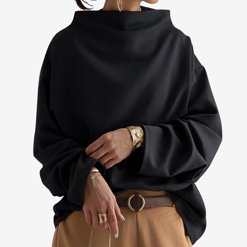 Nina – Damski Sweter Oversized Casual z Długim Rękawem i Golfem