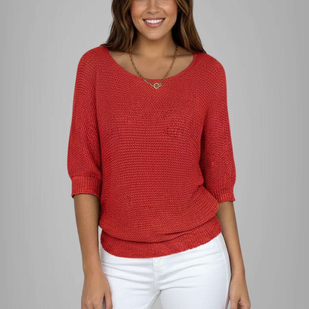 Damski wygodny sweter z dekoltem scoop