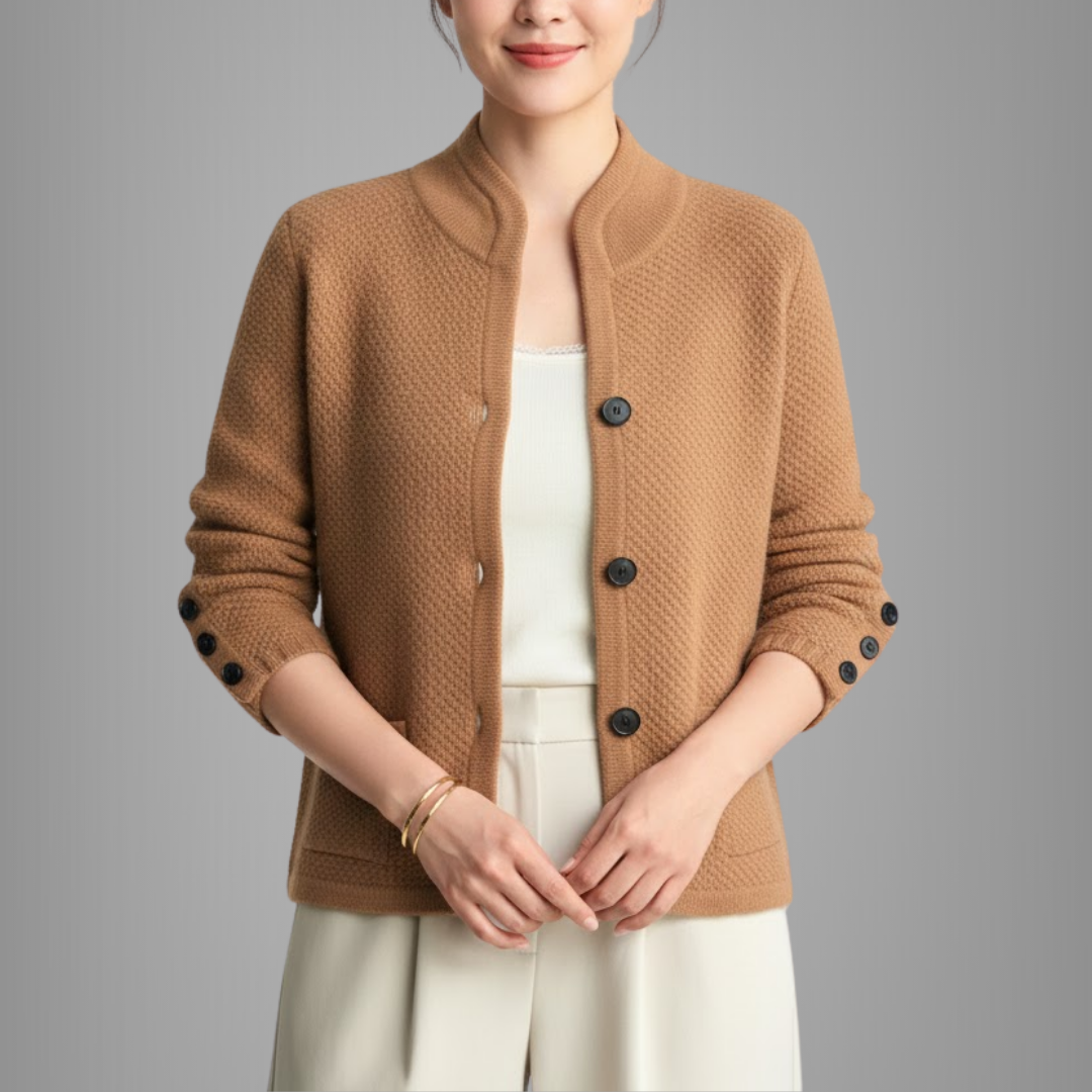 Damski stylowy kardigan zapinany na guziki