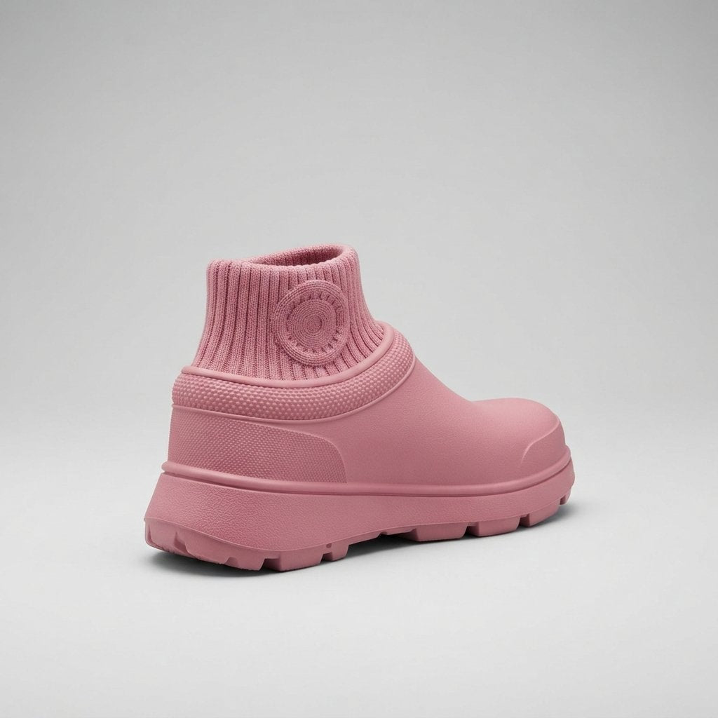Buty wsuwane z dzianinową cholewką i ciepłą podszewką — Różowy