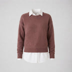 Damski sweter wełniany z okrągłym dekoltem, rozmiary S–3XL — Różowy