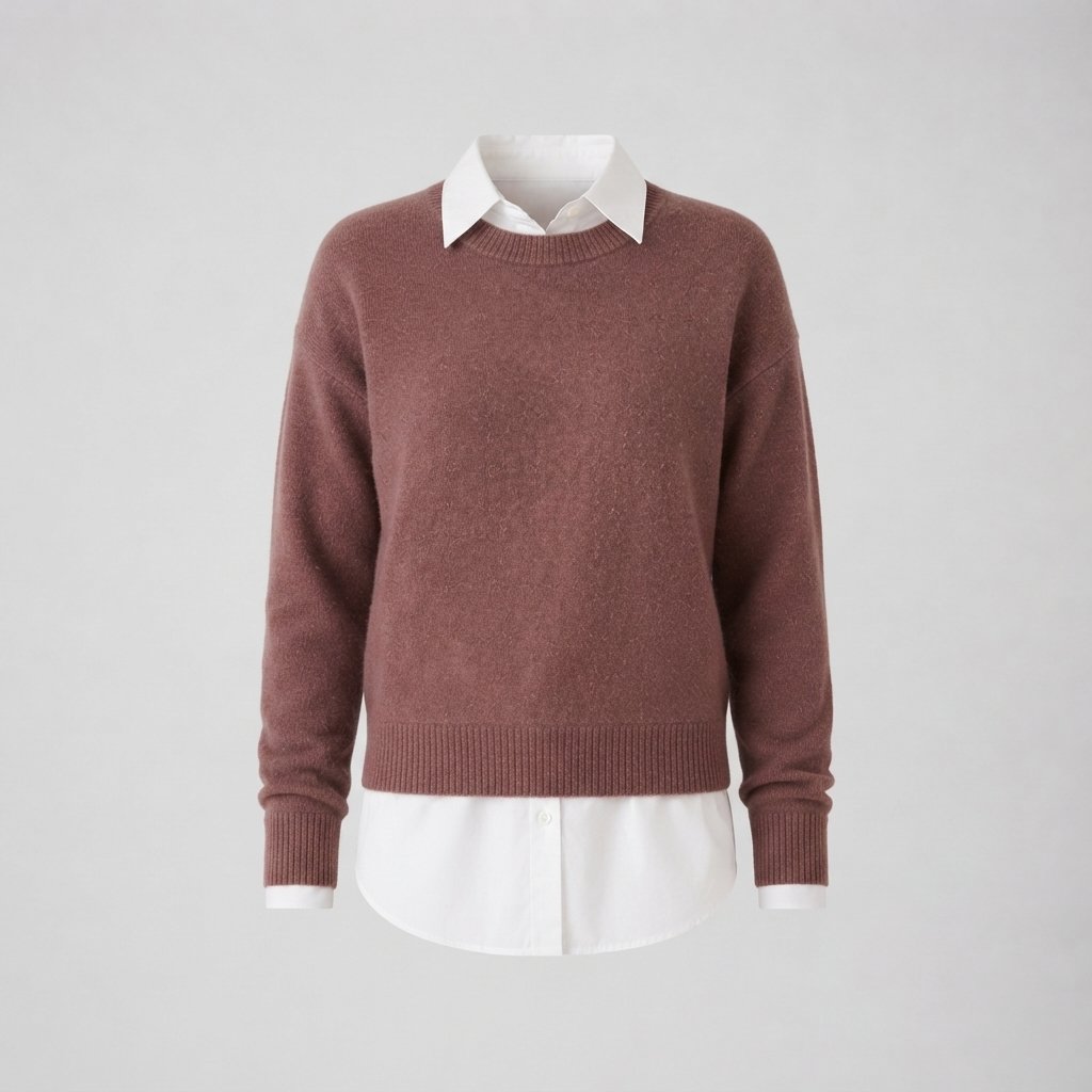 Damski sweter wełniany z okrągłym dekoltem, rozmiary S–3XL — Różowy