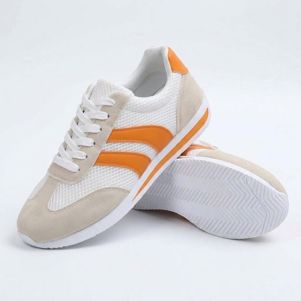 Damskie sneakersy na sznurówki z siateczką low-top — Pomarańczowy