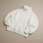 Sweter damski z golfem, luźny krój, dzianina – S do 2XL — Biały