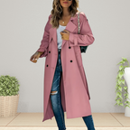 Alessia – Dámský elegantní klasický trenčkot s dlouhými rukávy