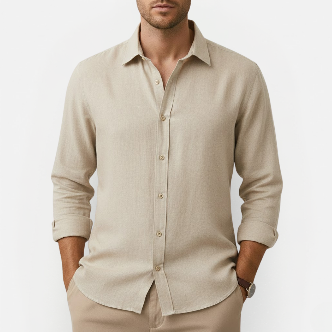 Men's Summer Linen Shirt with Classic Collar