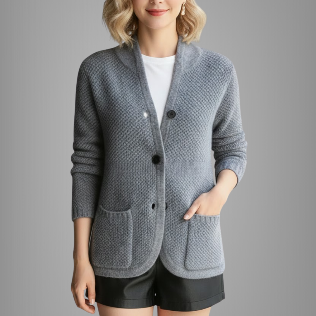 Damski stylowy kardigan zapinany na guziki