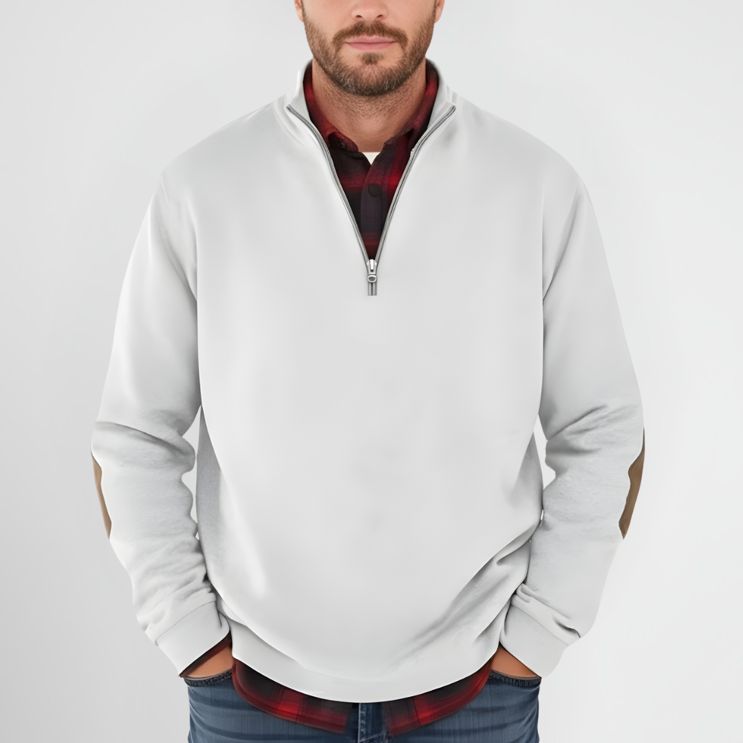 Męski Luksusowy Sweter z Półzamkiem – Luźny Krój