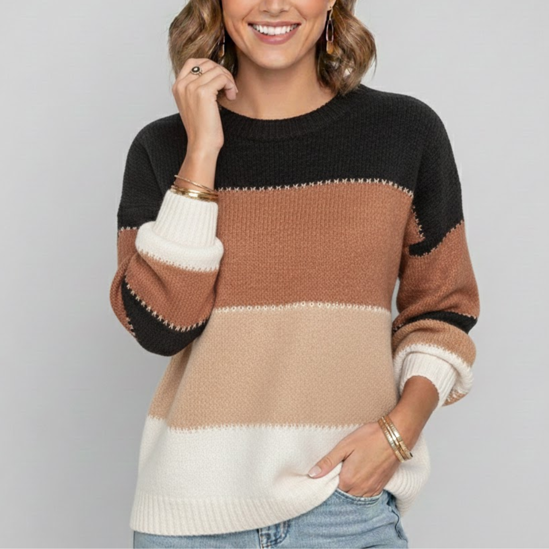 Damski sweter w paski z mieszanki wełny