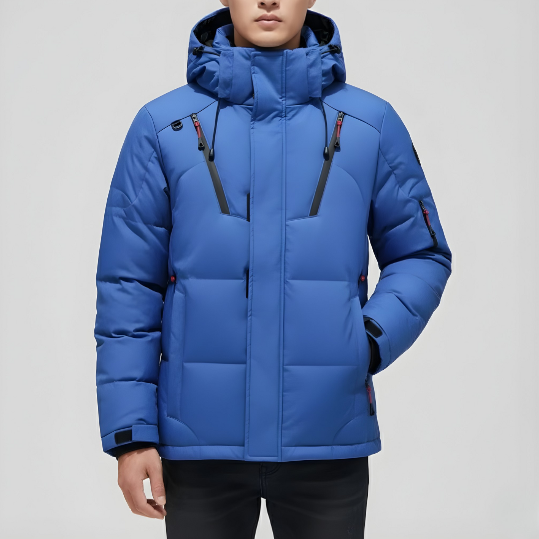 Męska wiatroodporna kurtka zimowa z kapturem