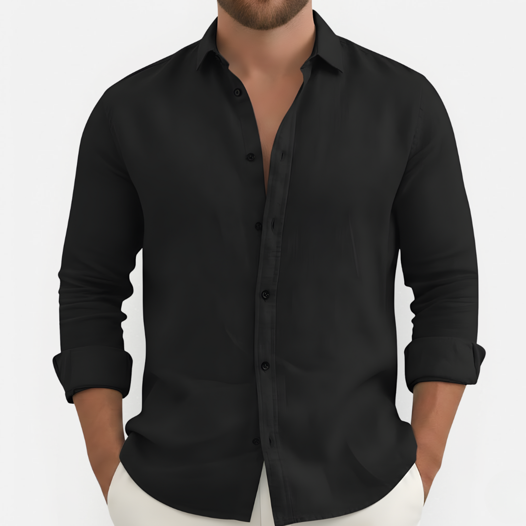 Męska stylowa koszula lniana zapinana na guziki