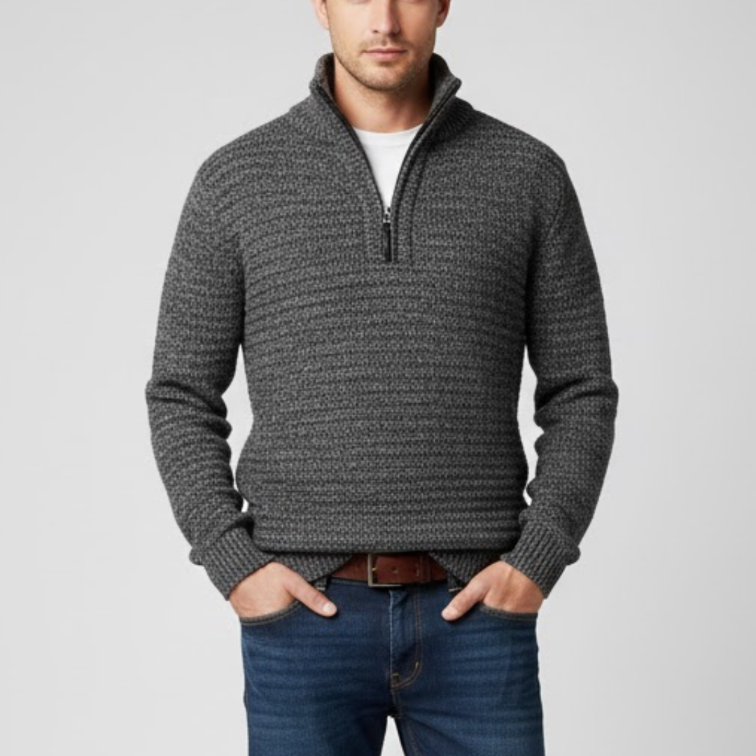 Męski Sweter Dzianinowy z Zamkiem