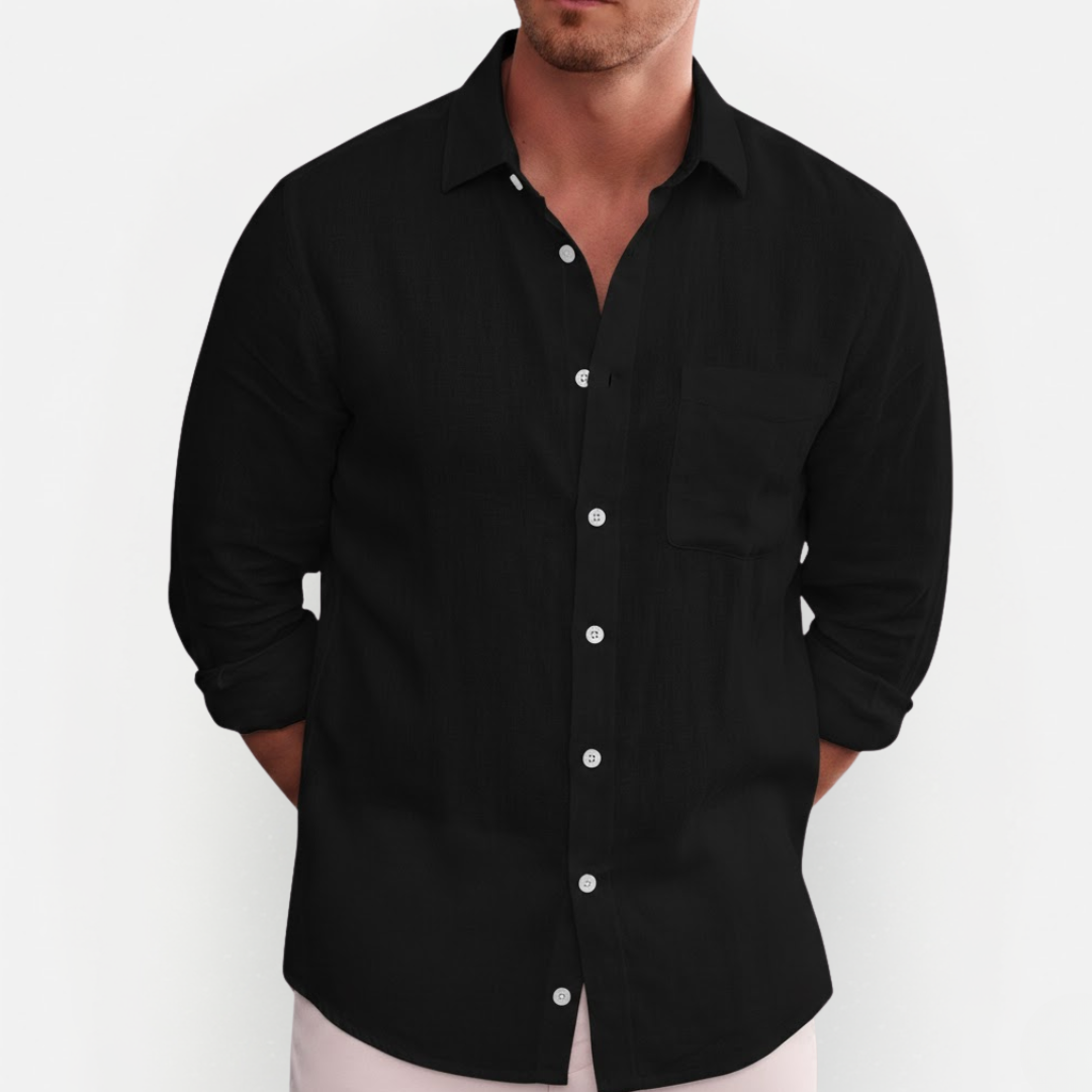 Męska klasyczna koszula z długim rękawem i guzikami