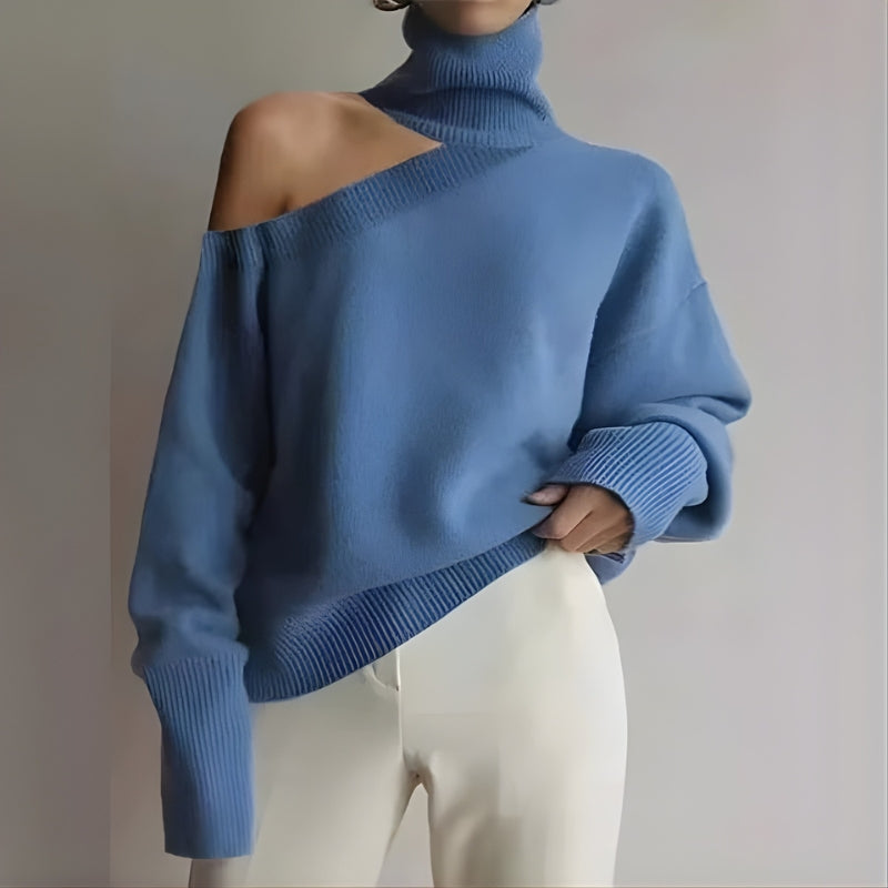 Otylia – Damski Sweter z Długim Rękawem z Golfem Elegancki i Żebrowany
