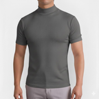 Męski casualowy T-shirt z wysokim kołnierzem