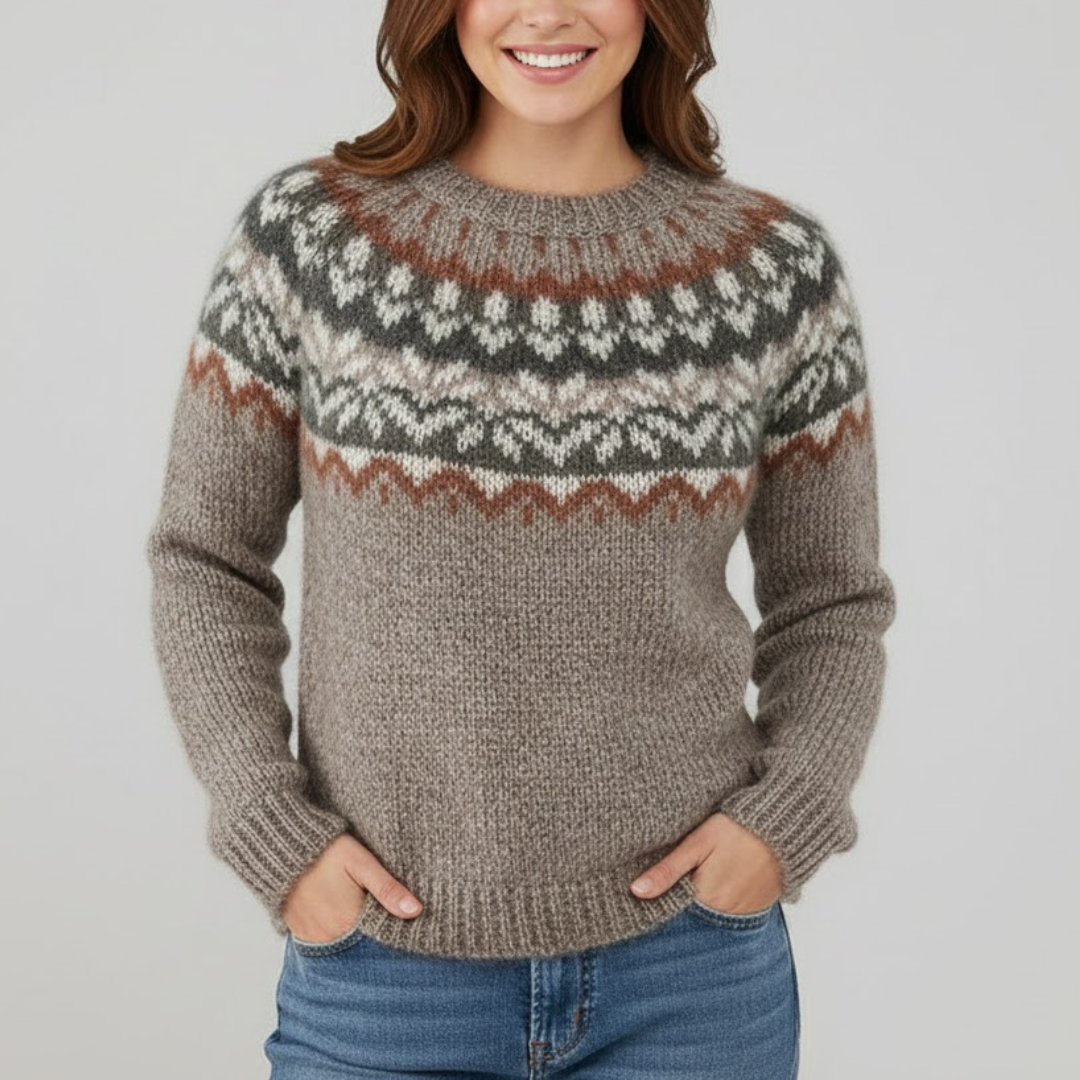 Damski Vintage Sweter Dzianinowy