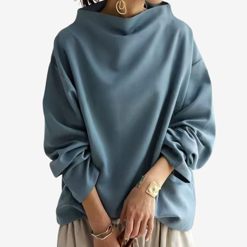 Nina – Damski Sweter Oversized Casual z Długim Rękawem i Golfem