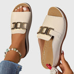 Sibilla – Women's Slides with Decorative Buckle and Wide Strap Elegant
