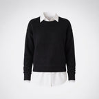 Damski sweter wełniany z okrągłym dekoltem, rozmiary S–3XL — Czarny