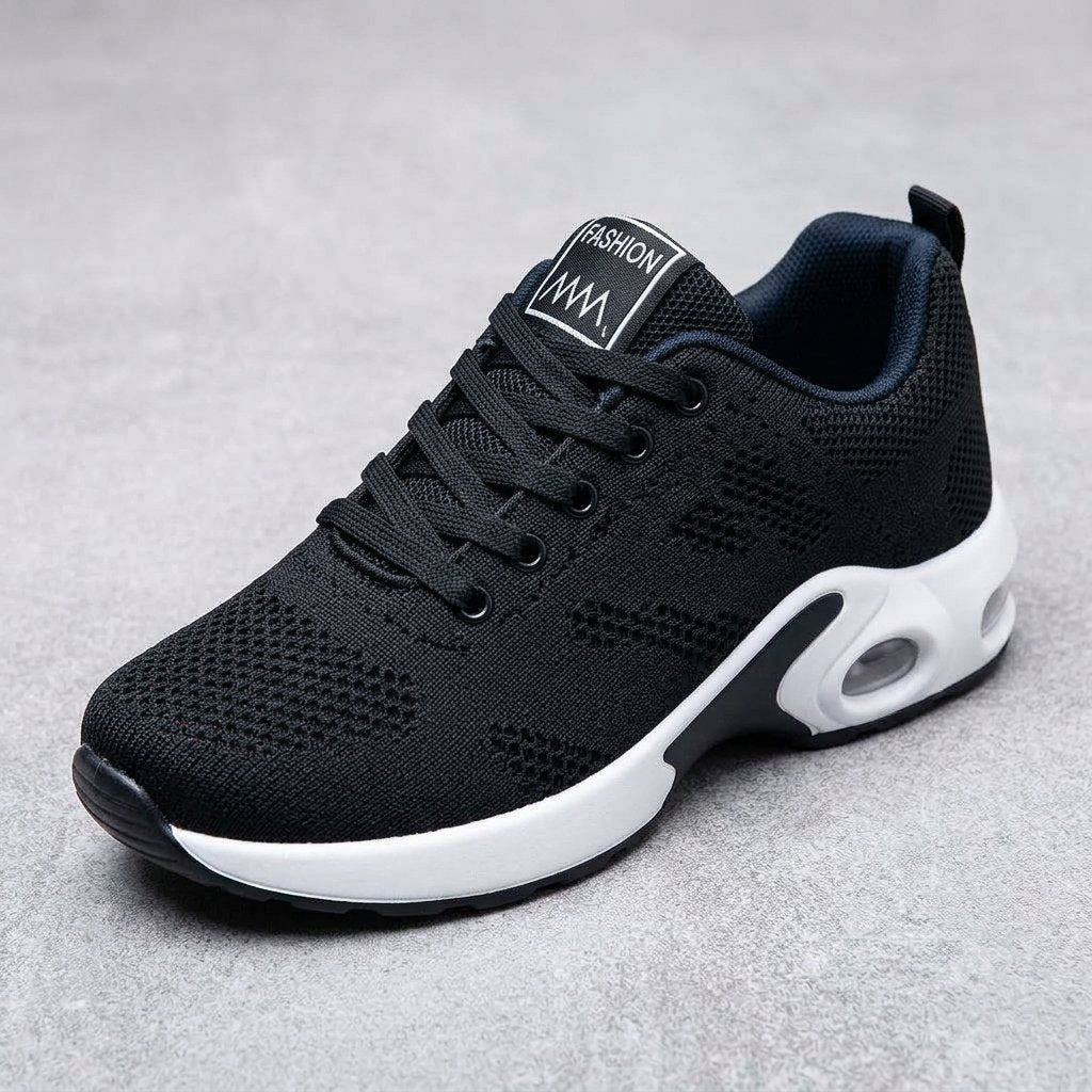 Damskie buty sportowe z amortyzacją powietrzną, siatka — Czarny