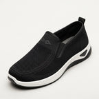 Damskie buty wsuwane z dzianiny, zaokrąglony nosek — Czarny