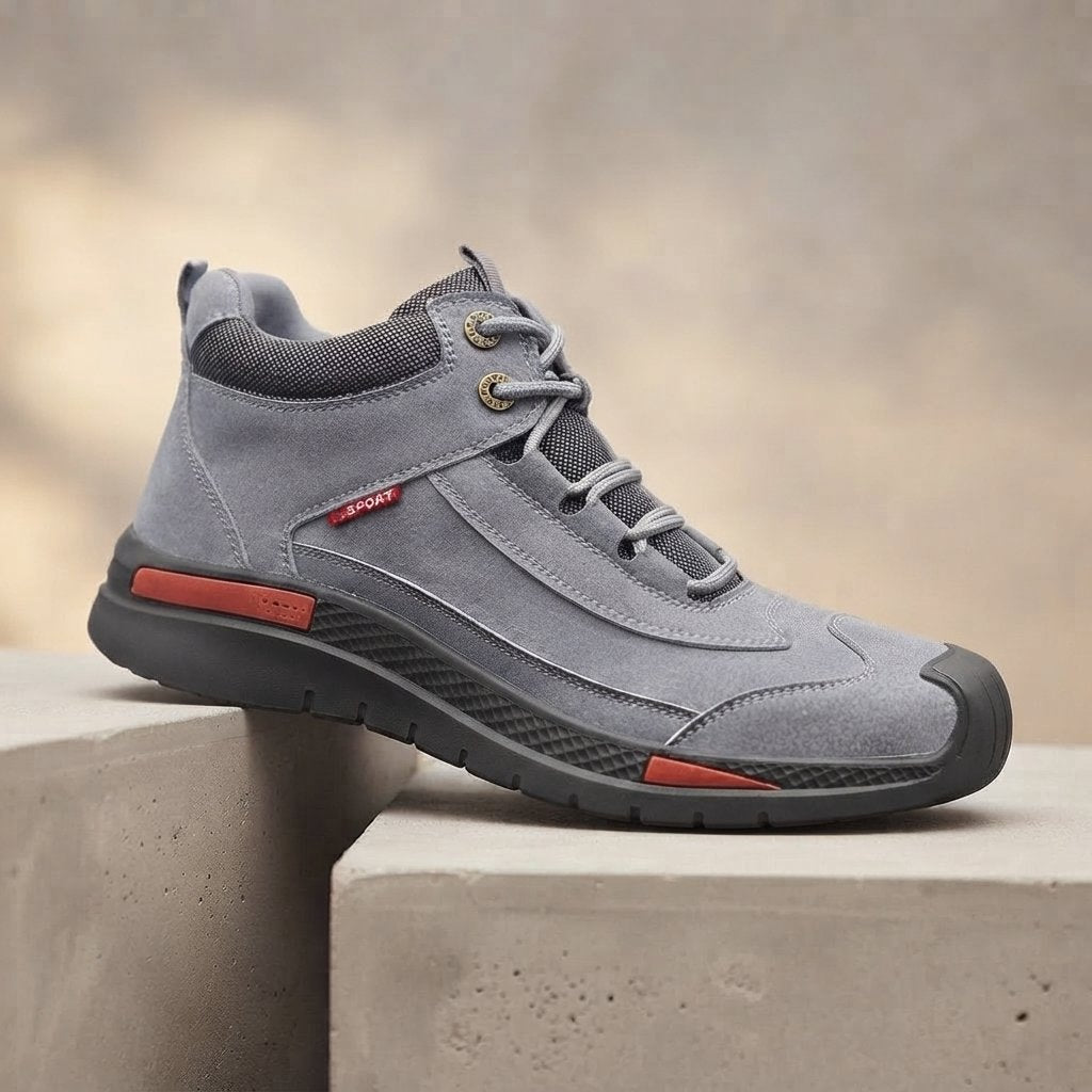 Męskie buty trekkingowe wodoodporne, zamszowe — Szary