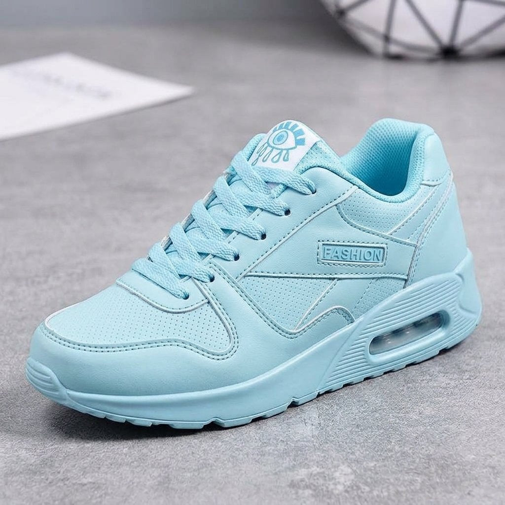 Sneakersy damskie na podwyższonej podeszwie z grafiką oka — Jasnoniebieski