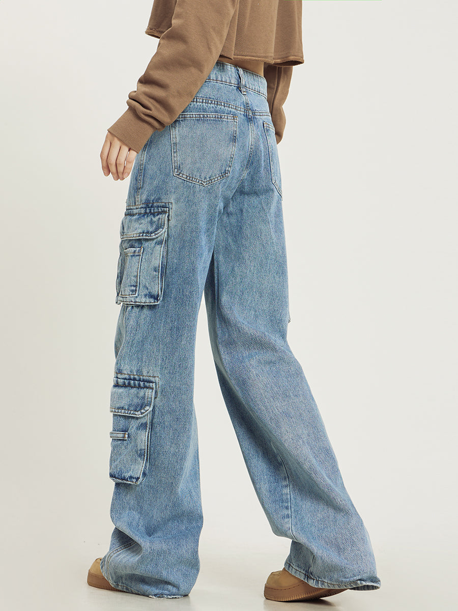 Zosia – Damskie Luźne Cargo Dżinsy z Relaksowanym Fasonem Casual