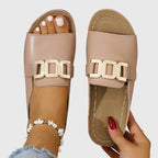 Sibilla – Women's Slides with Decorative Buckle and Wide Strap Elegant