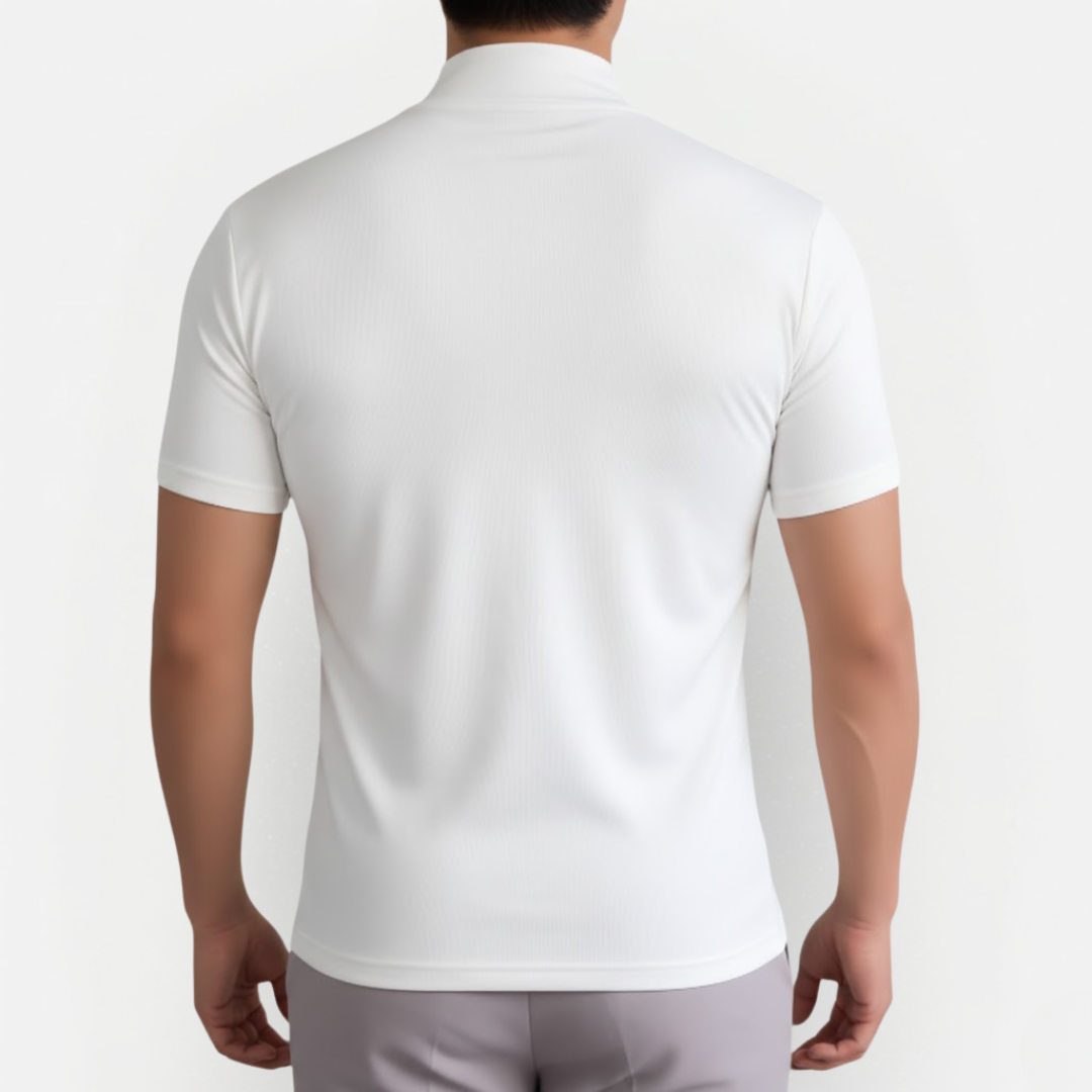 Męski casualowy T-shirt z wysokim kołnierzem