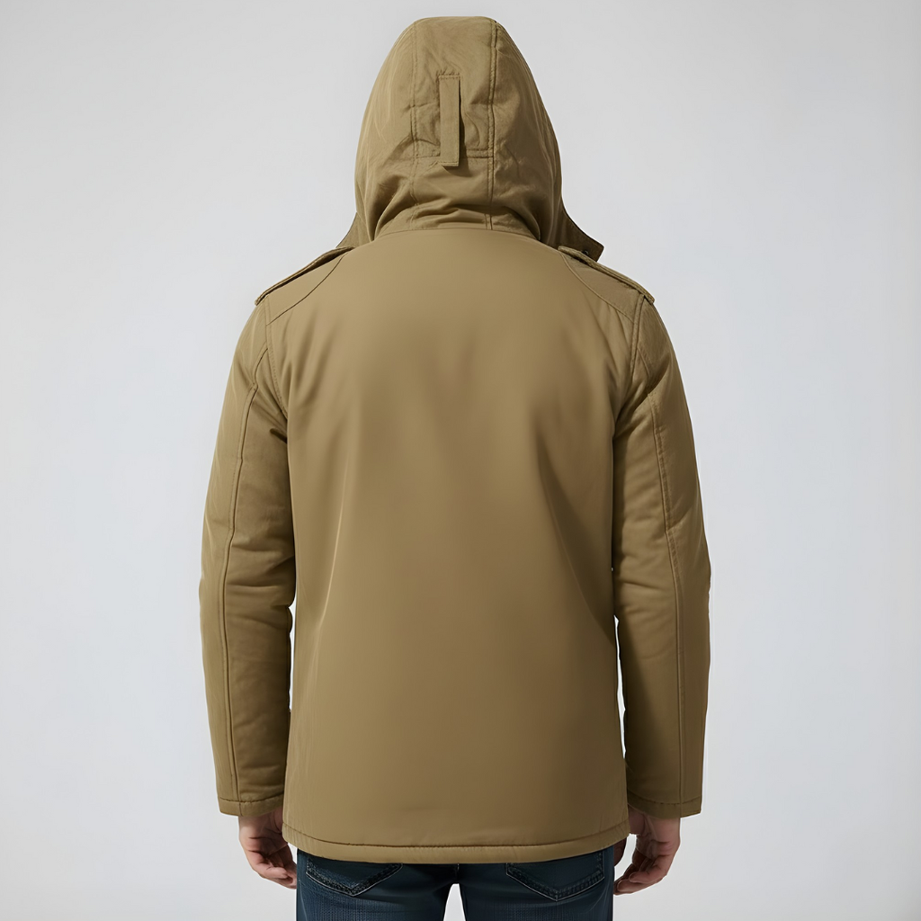 Ciepły męski płaszcz zimowy z futrzaną podszewką