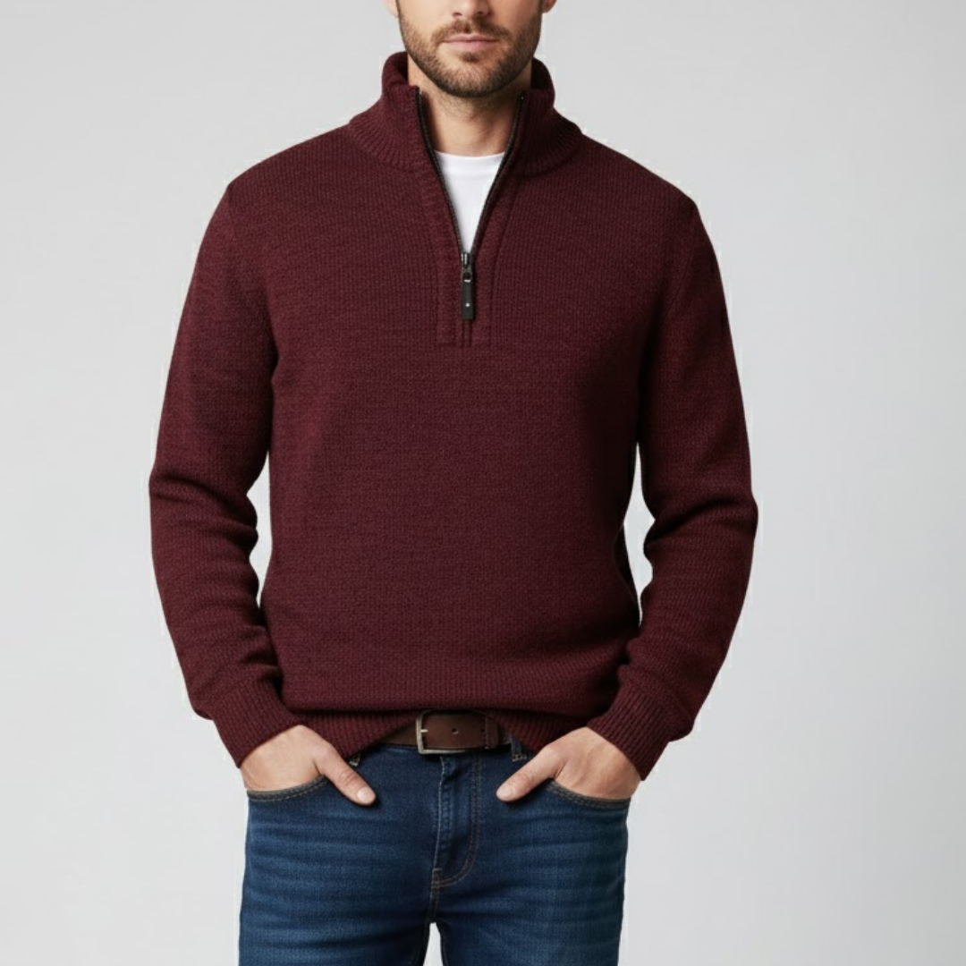 Męski Sweter Dzianinowy z Zamkiem