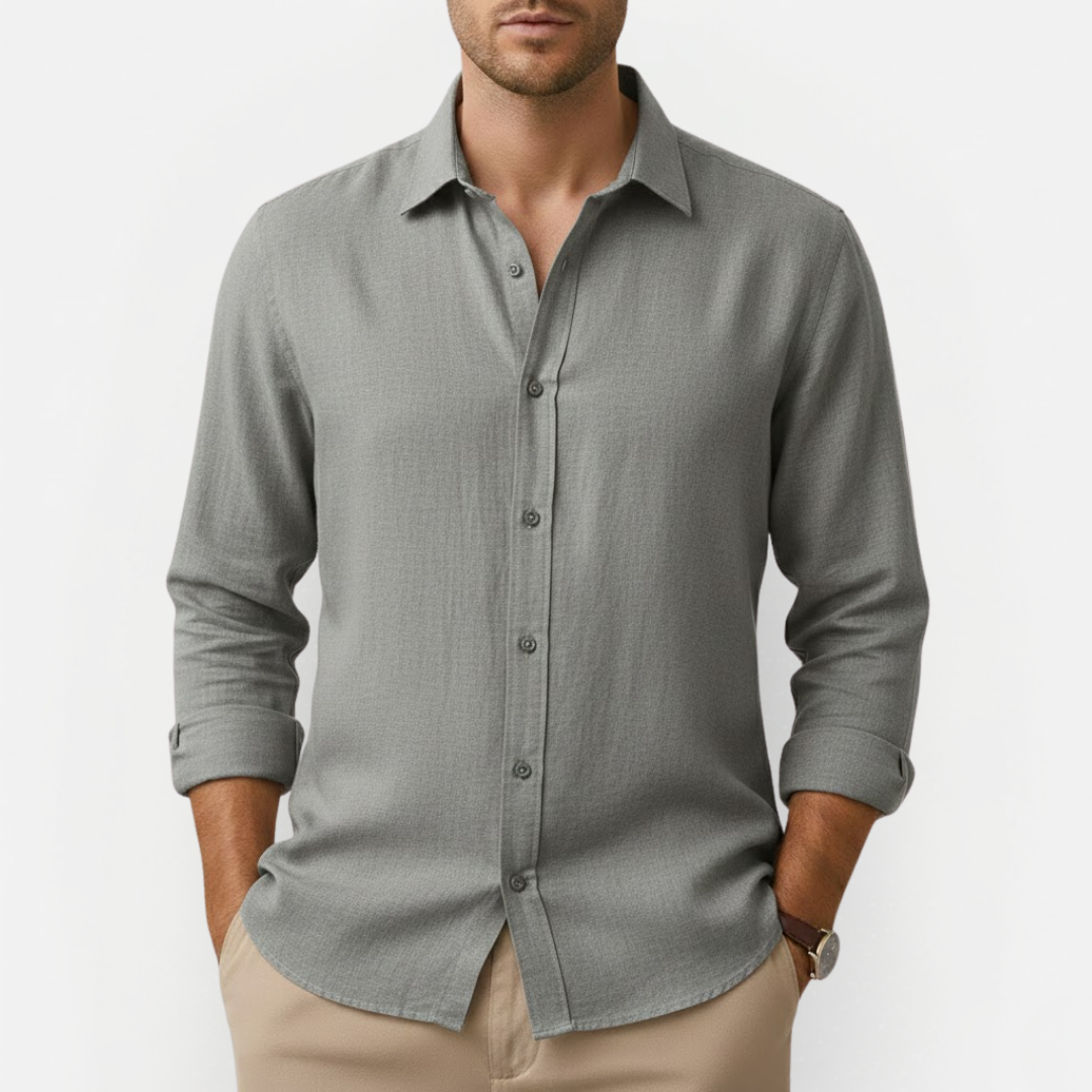 Men's Summer Linen Shirt with Classic Collar