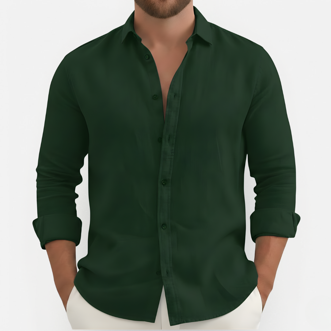 Męska stylowa koszula lniana zapinana na guziki