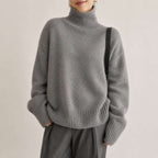 Evelina – Dámský oversized ležérní svetr s rolákem a volným střihem, pohodlný