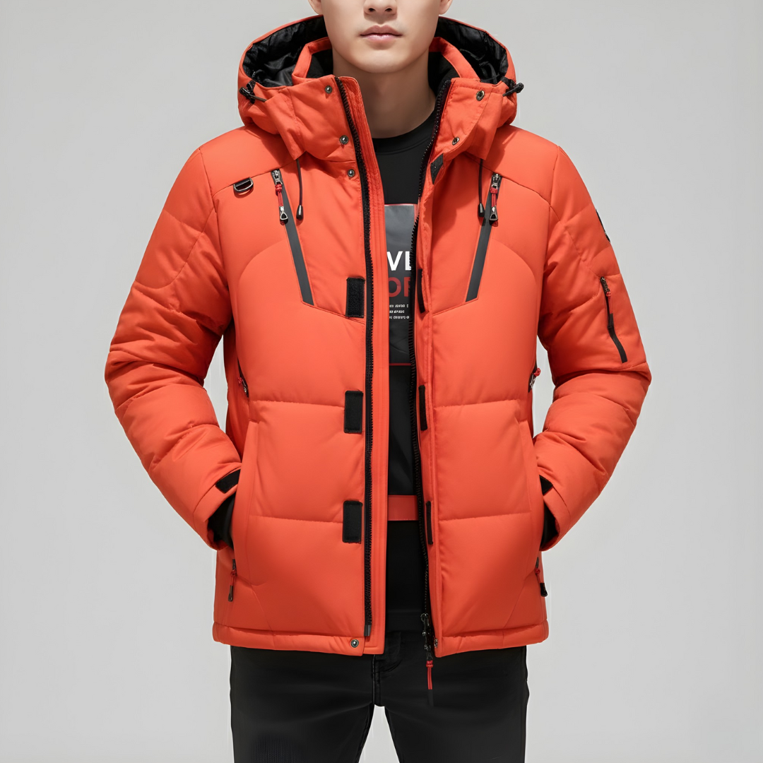 Męska wiatroodporna kurtka zimowa z kapturem