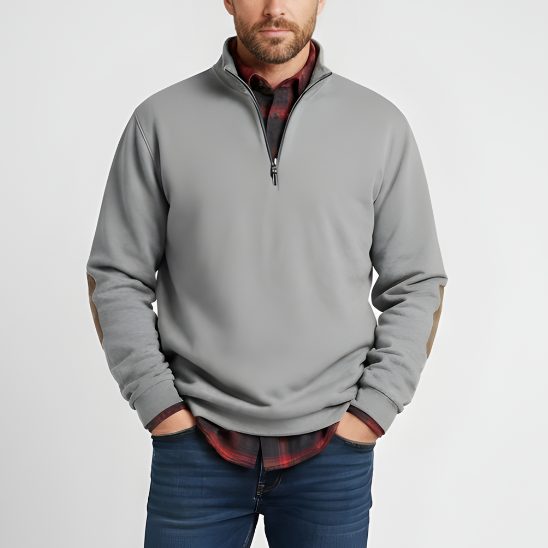 Męski Luksusowy Sweter z Półzamkiem – Luźny Krój